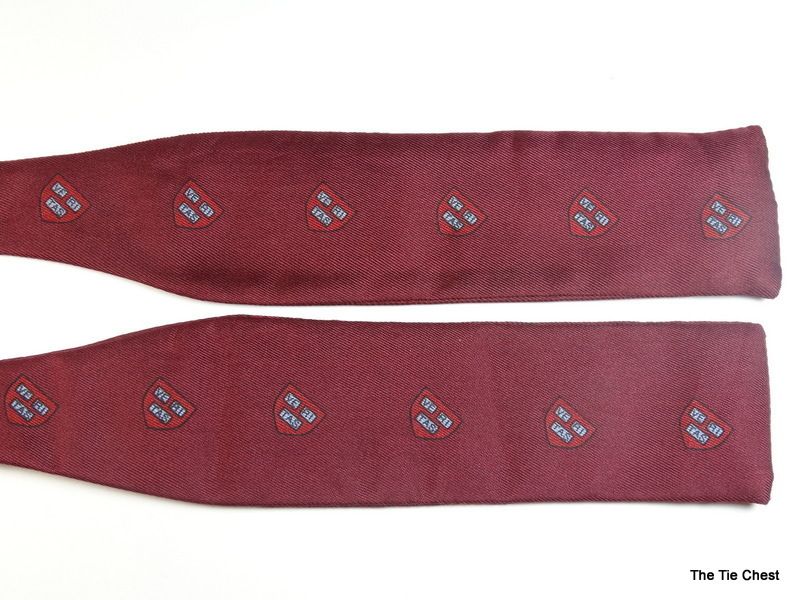 Veritas Shield Coat of Arms Novelty Burgundy SILK Self Bow Tie Mens