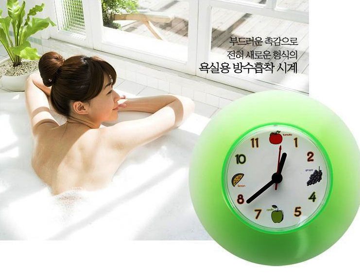 Waterproof Sucker Clock,Shower Booth Powerful Adhered /GREEN  1