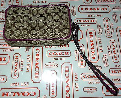 Coach F61790 Khaki Berry EW Multi Pouch Camera Cell Phone Case Holder