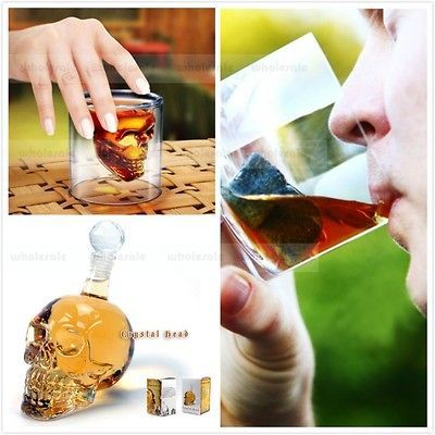 Whiskey Tool kits Ice Cube Soapstone/Crys tal Skull Head Bone Cup