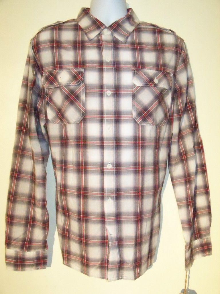 Converse One Star Red Plaid Long Sleeved Mens Shirt NEW