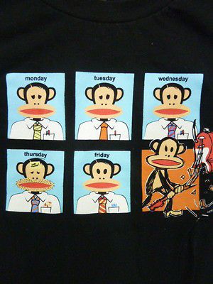 Large Paul Frank Julius & Friends Black Work Week Monkey Weekend