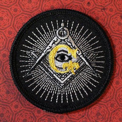 Embroidered MASONIC EMBLEM Patch   All Seeing Eye,Compass & Square,Sew