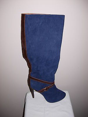 NEW $128 VICTORIA SECRET COLIN STUART SUEDE RIDING BOOT SZ 8   BLUE