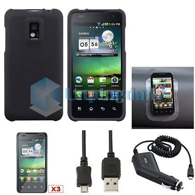 7in1 Bundle Gel Holder+Black Hard Cover Case Skin for LG T Mobile