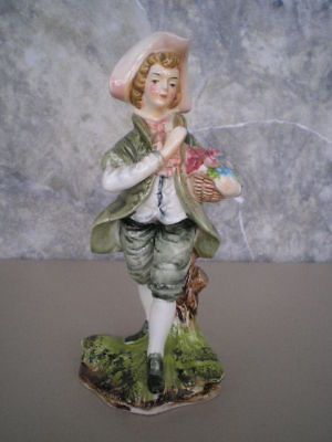 Vintage Porcelain Japan Arnart Victorian Lad Flowers