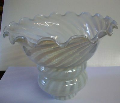 Glass lamp shade nailsea white opalescent ruffle top