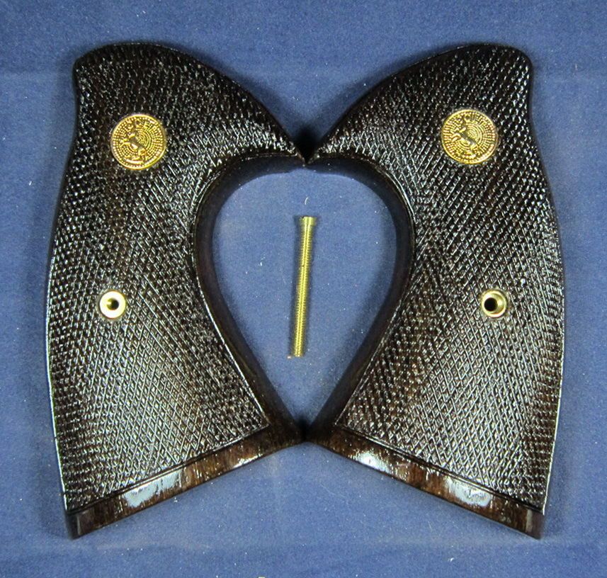 WOOD CHECKERED GRIPS 4 COLT PYTHON REVOLVERS, PREMIUM GRADE