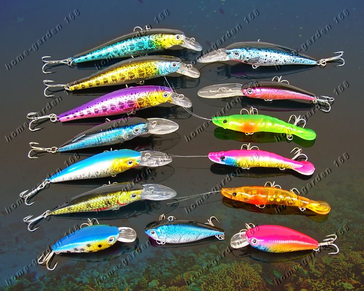 15 PCS kinds fishing lures VCM swimming action crankbaits random