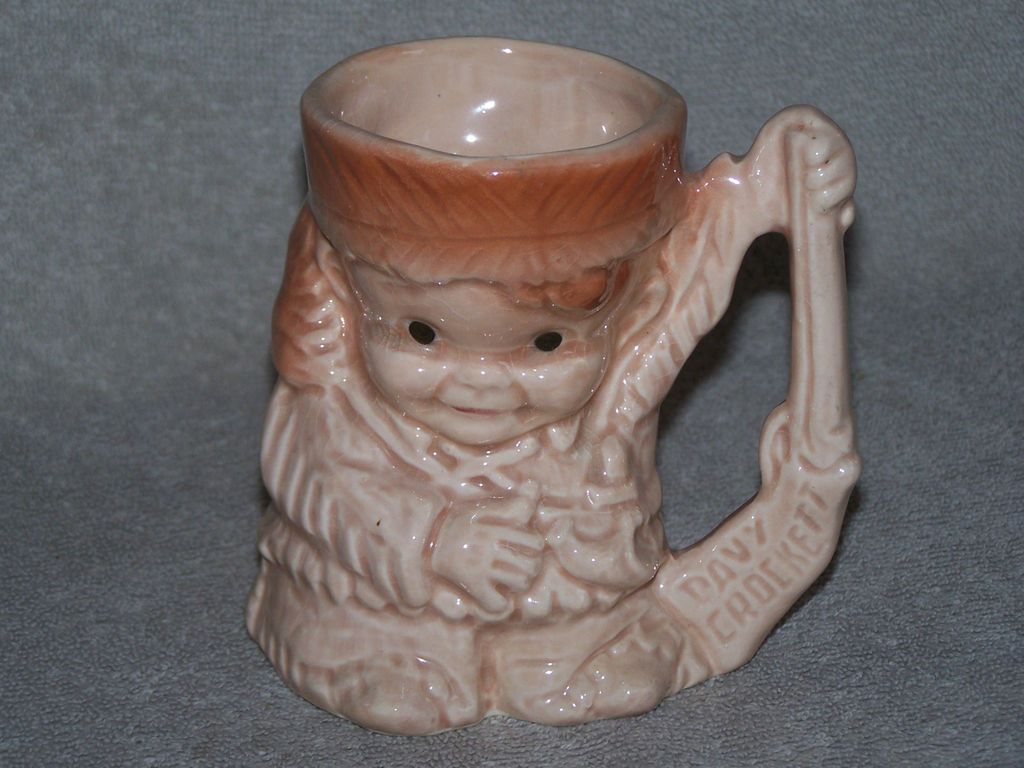 Vintage Stoneware Davy Crockett Mug Boy Gun Rifle Handle   Brush McCoy