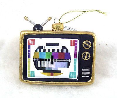 Retro TV TELEVISION SET Glass Ornament New Fun Christmas Decor