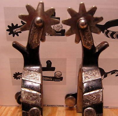 SILVER MOUNTED Midnight Black CROCKETT (CR) SPURS ~MAKE AN OFFER