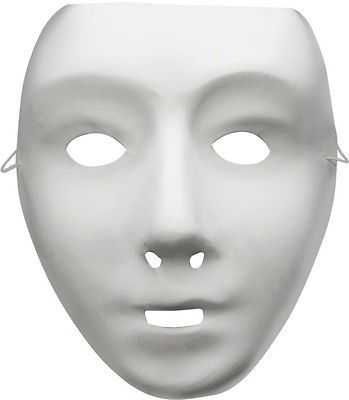 WHITE PLAIN PAINTABLE ROBOT FACE MASK SCARY MARDI GRAS COSTUME MASKS