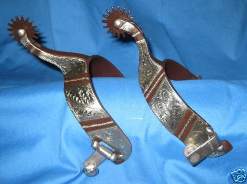 Rock Grinder Sweet Iron Silver Engraved Cowboy Spurs