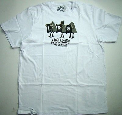 LRG LIFTED RESEARCH GROUP MENS T SHIRT WHITE DEGENERATES LOGO XXXX