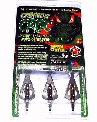 Three 125g Crimson Croc Broadheads Jaws of Death