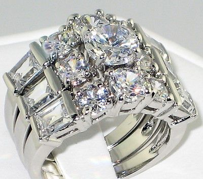 25 Ct. CZ Bridal Engagement Wedding Ring 3 PC. Set   SIZE 6