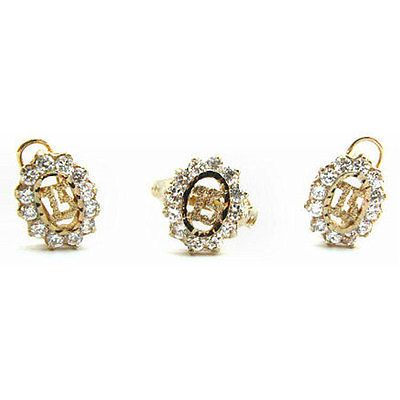 14k Goldplated Quinceanera Cubic Zirconia Jewelry Set (Mexico)