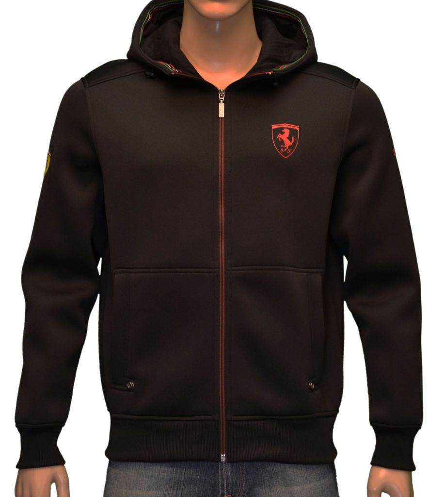 Puma Ferrari Bonded Kangaroo Pockets Zip Up Jacket Black $110.00