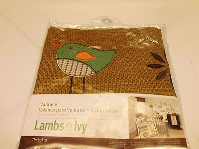 CUTE NEW BABY LAMBS & IVY CURTAIN VALANCE TIMBUKTU NEUTRAL NWT FREE