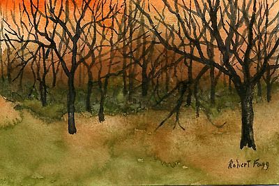 OSWOA (4 X 6 Original Watercolor Robert Fagg Winter Woods SFA