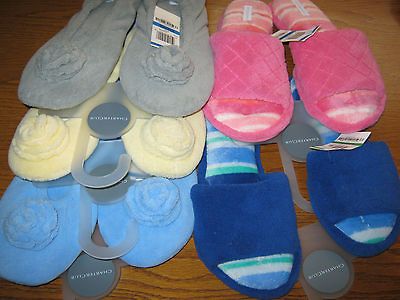 Charter Club Womens Slippers S 5 6 L 9 10 XL 11 12 Blues Pinks Grays