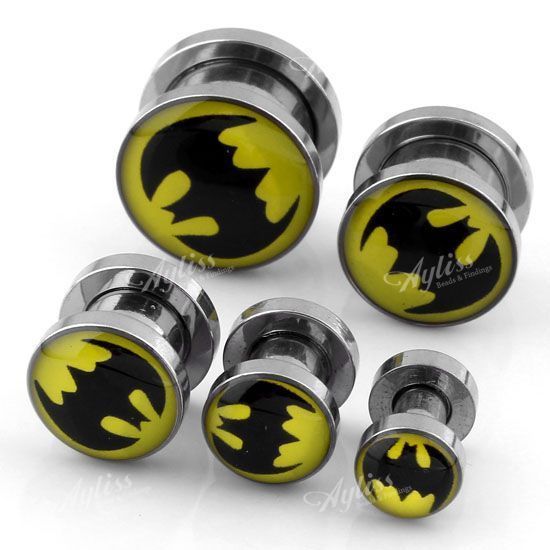 Stainless Steel Batman Symbol Flesh Tunnels Ear Expander Stretcher