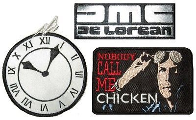 Set Back to the Future Embroider Patches Clock Delorean