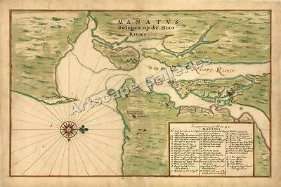 Manhattan Island 1639 Map New York Staten Island 24x36