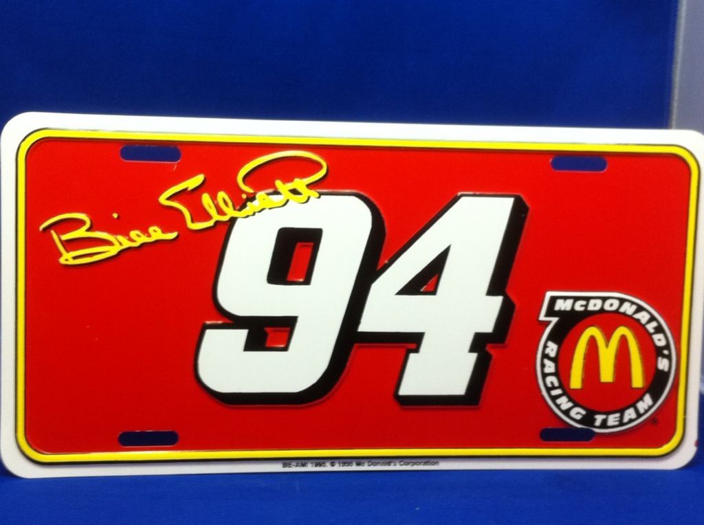 VINTAGE 1995 LICENSE PLATE BILL ELLIOTT 94 LICENSE COLLECTOR CAR