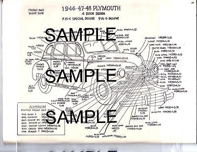 20 4 DOOR SEDAN CLUB COUPE EXTERIOR BODY PARTS DIAGRAM SHEETS WM