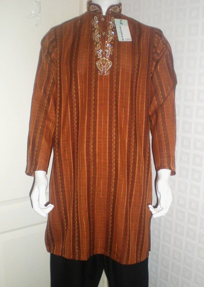 New Asian Mens Designers Kurta Top Chocolate M~L46