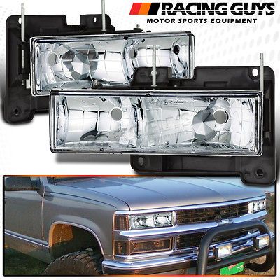 1988 1998 GMC SIERRA PICKUP C/K 2500 3500 CHROME HEADLIGHTS LAMPS LEFT