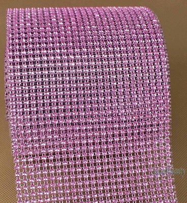 meters Pink Sparkle Rhinestone Crystal Diamond Mesh Wrap Roll Ribbon