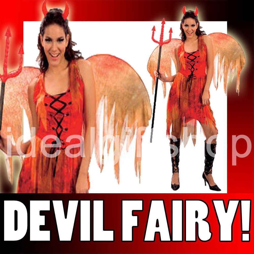 LADIES DEVIL FAIRY FANCY DRESS HALLOWEEN COSTUME EVIL SEXY SATAN DARK