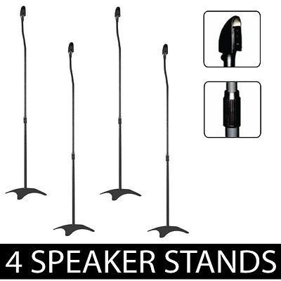 Universal Surround Sound Speaker Stand Black Pair Adjustable