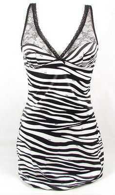 DOLCE & GABBANA Minx womens babydoll zebra with lace satin (black