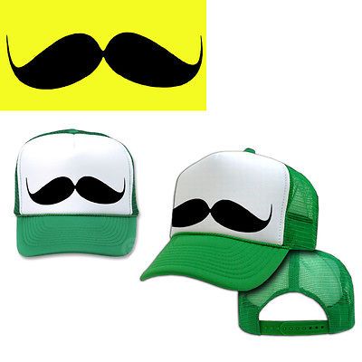 MUSTACHE MESH retro funny humor 80s womens mens snap back new GREEN