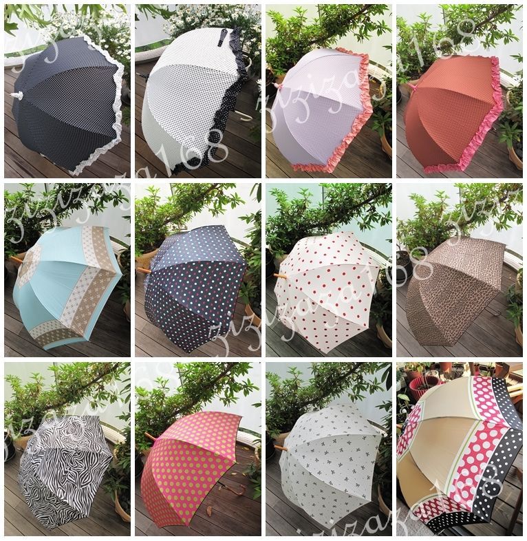 RUFFLE POLKA DOTS LACE ANIAML AUTO DOME/BUBBLE UMBRELLA