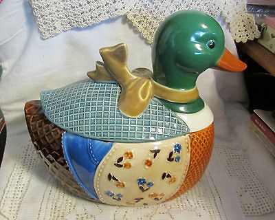 VINTAGE  CALICO DUCK COOKIE JAR MADE IN JAPAN CSC