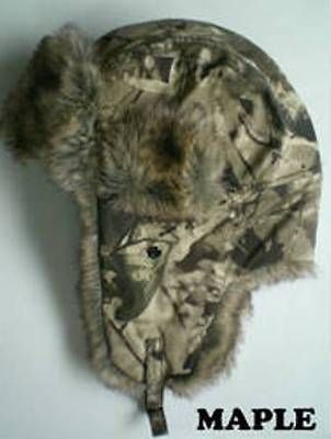 HUNTING FAUX FUR AVIATOR TROPPER BOMBER TRAPPER HAT MAPLE