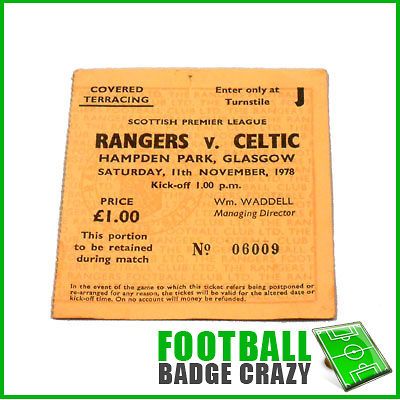 RANGERS CELTIC SCOTTISH PREMIER LEAGUE 1978 1984 MATCH TICKET OLD FIRM