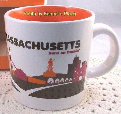 DUNKIN DONUTS MASSACHUSETTS DESTINATIONS COFFEE MUG CUP 14oz LIMITED