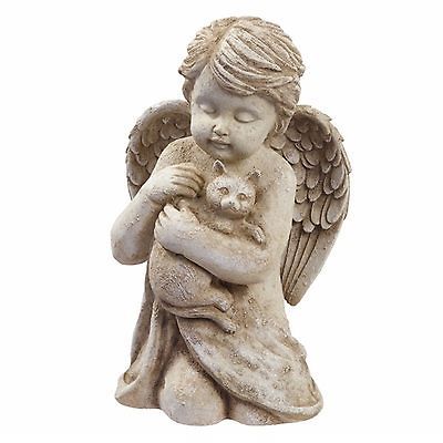 Angel w/Cat Kitten Pet Memorial Statue Garden Decor