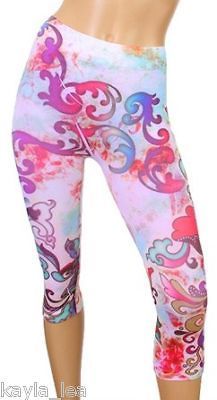 Rainbow Fleur Tie Dyed Capri Stretch Leggings OS