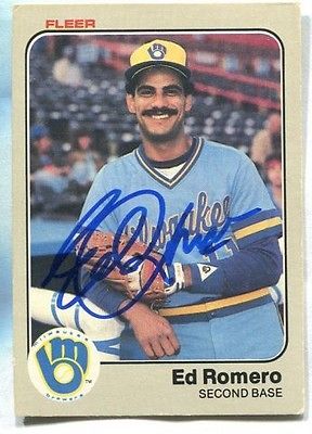 BREWERS Ed Romero 1983 Fleer SIGNED/AUTOGRA PH