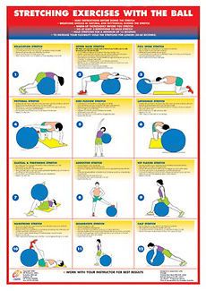 STRETCHING EXERCISES w/ BALL Fitness Wall Chart Poster