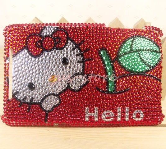 Red Hello Kitty crystal Skin cover case for Google Nexus 7 Tablet
