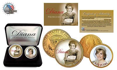 DIANA 1961 2011 *50th Birthday* 24K Gold Legal Tender 2 Coin Set e68a