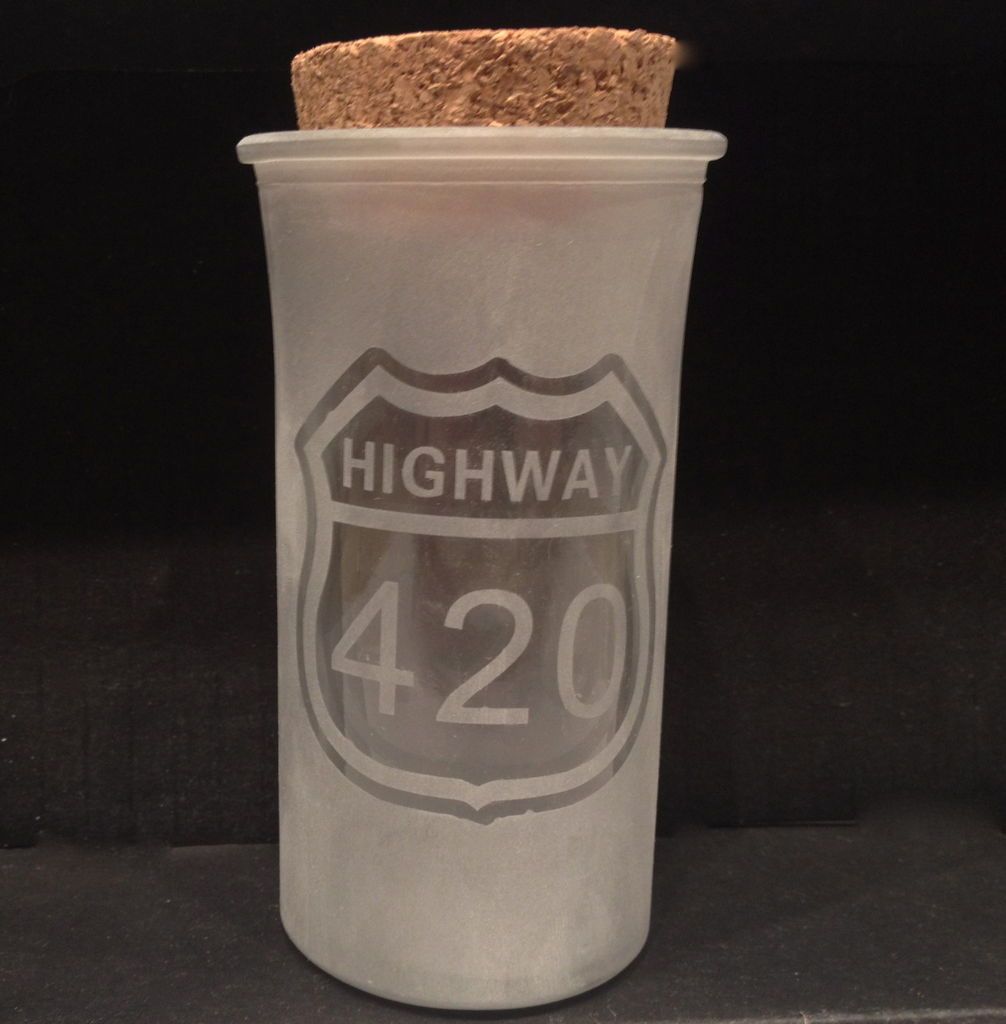 Highway 420 Glass Display & Stash Container Jar with Cork Top Shot